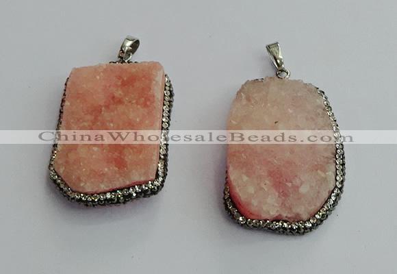 CGP593 25*40mm - 30*45mm freeform druzy agate gemstone pendants