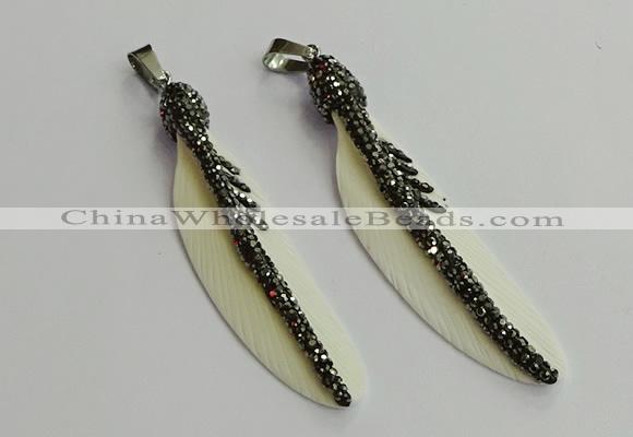 CGP650 18*75mm feather bone pendants wholesale