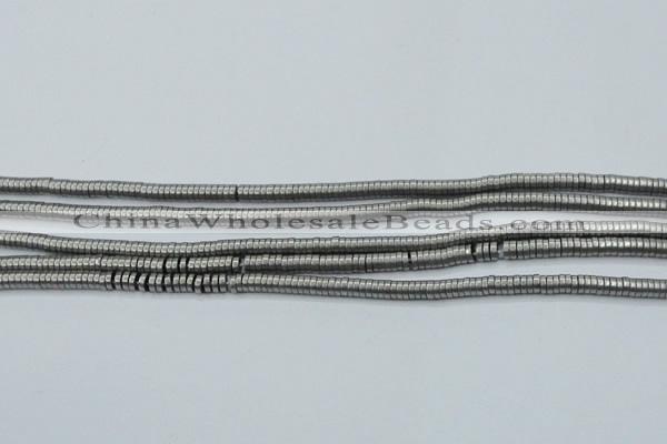 CHE675 15.5 inches 1*3mm tyre matte plated hematite beads