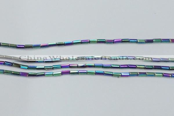 CHE910 15.5 inches 2*4mm faceted tube plated hematite beads wholesale