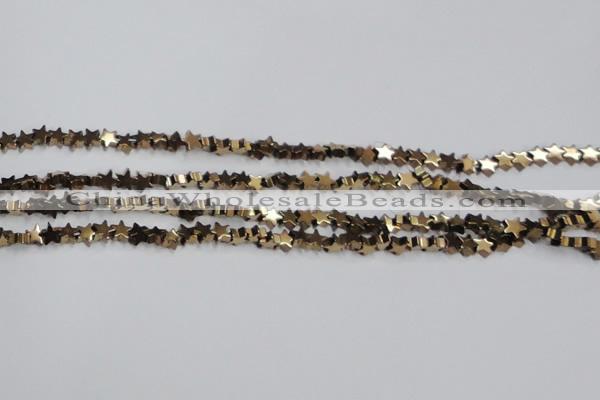 CHE939 15.5 inches 4mm star plated hematite beads wholesale