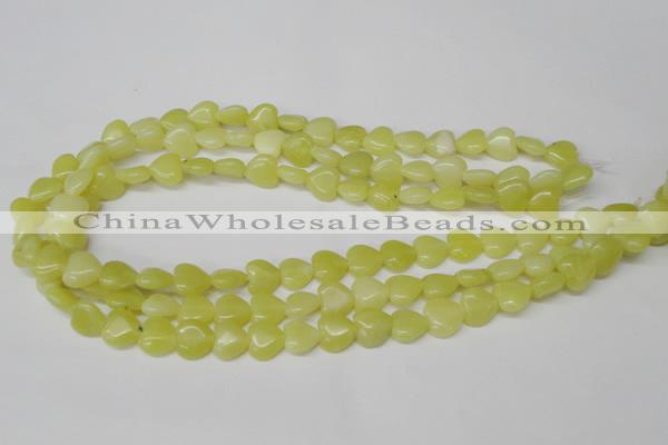 CHG16 15.5 inches 10*10mm heart lemon jade gemstone beads wholesale