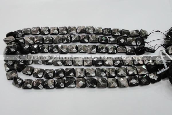 CHS26 15.5 inches 12*12mm faceted square natural hypersthene beads