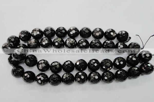 CHS50 15.5 inches 18mm faceted round natural hypersthene beads