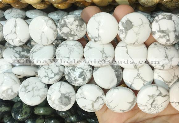 CIBS09 15 inches 20mm coin white howlite gemstone beads wholesale