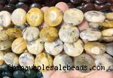 CIBS11 15 inches 20mm coin yellow crazy agate gemstone beads wholesale