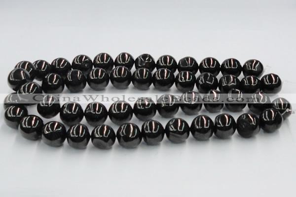 CJB05 16 inches 18mm round natural jet gemstone beads wholesale