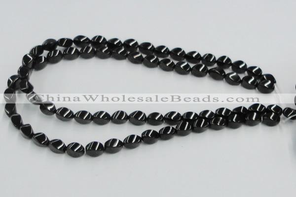 CJB15 16 inches 8*12mm twisted rice natural jet gemstone beads wholesale