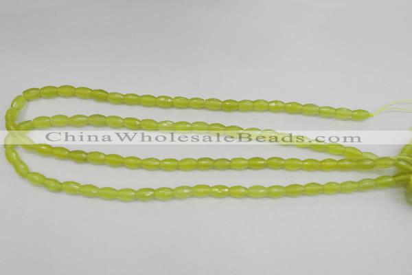 CKA225 15.5 inches 6*8mm faceted rice Korean jade gemstone beads