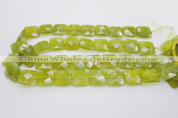 CKA287 15.5 inches 20*20mm faceted square Korean jade gemstone beads