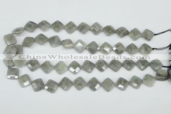 CLB182 15.5 inches 14*14mm faceted diamond labradorite beads