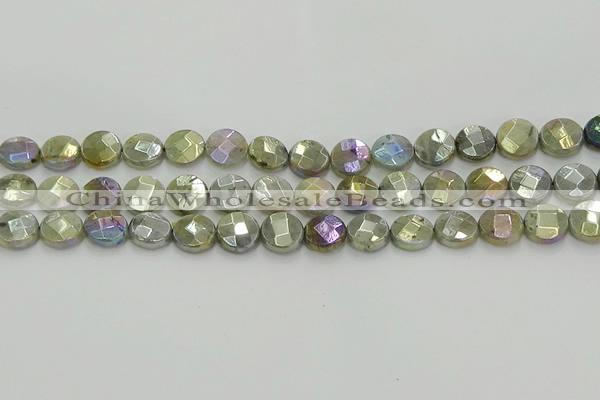 CLB677 15.5 inches 10mm faceted coin AB-color labradorite beads