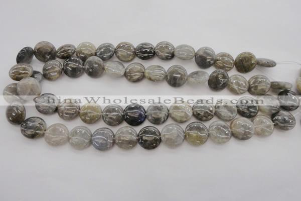 CLB74 15.5 inches 15mm flat round labradorite beads wholesale