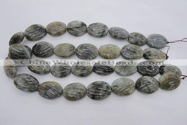 CLB98 15.5 inches 18*24mm carved oval labradorite beads