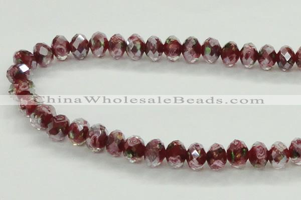 CLG02 12 inches 6*8mm faceted rondelle handmade lampwork beads