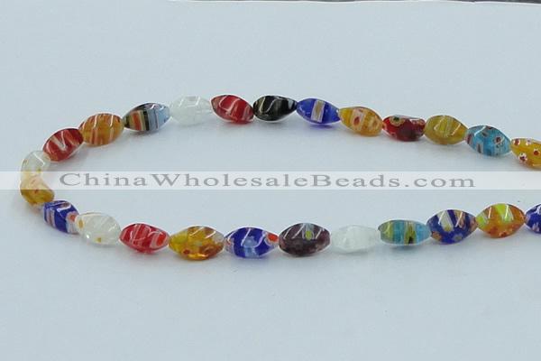 CLG576 16 inches 6*13mm twisted rice lampwork glass beads wholesale