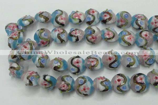 CLG813 15.5 inches 18mm flat round lampwork glass beads wholesale