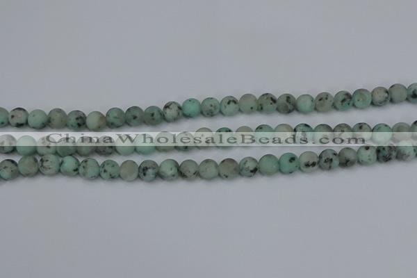 CLJ411 15.5 inches 6mm round matte sesame jasper beads wholesale