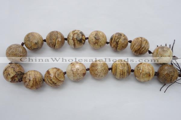 CLS101 15.5 inches 25mm faceted round large picture jasper beads