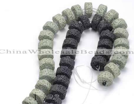 CLV05 14 inches 7*15mm flat round natural lava beads wholesale