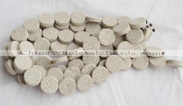 CLV17 14 inches 6*21mm coin milk white natural lava loose beads