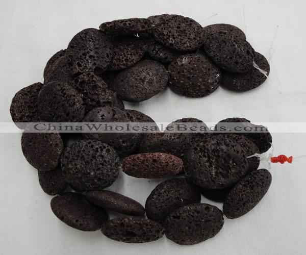 CLV210 15.5 inches 40*50mm oval coffee natural lava beads wholesale