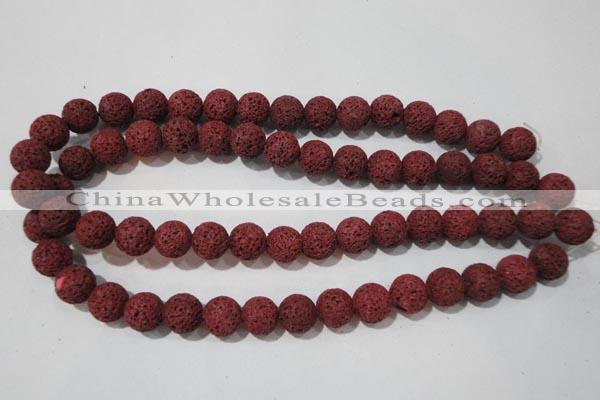 CLV469 15.5 inches 10mm round dyed red lava beads wholesale