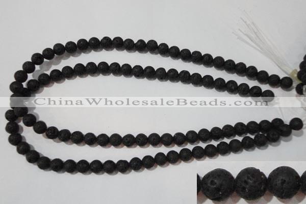 CLV484 15.5 inches 8mm round black lava beads wholesale