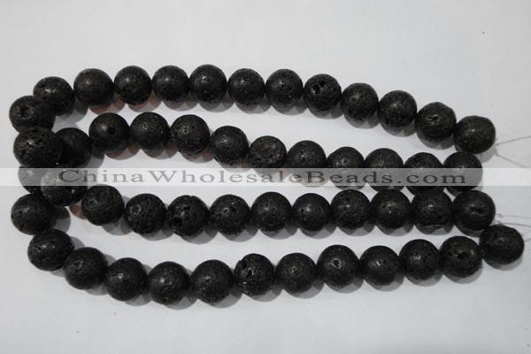 CLV488 15.5 inches 16mm round black lava beads wholesale