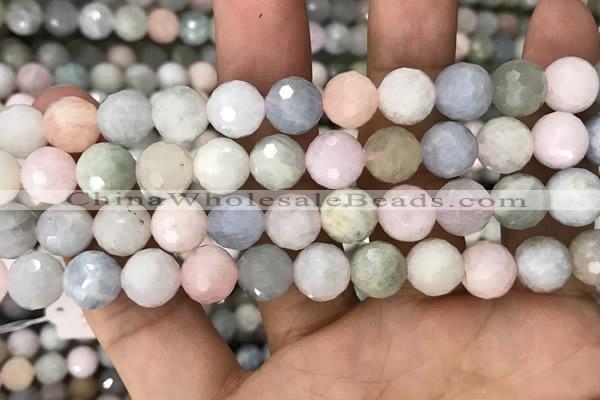 CMG347 15.5 inches 10mm faceted round morganite beads wholesale