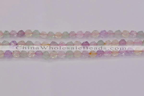 CMQ367 15.5 inches 8mm faceted nuggets mixed quartz beads