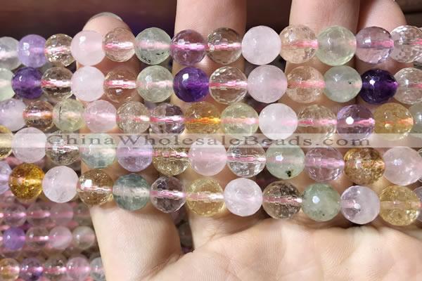 CMQ531 15.5 inches 8mm faceted round colorfull quartz beads