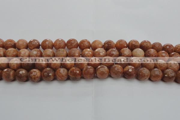 CMS1015 15.5 inches 12mm faceted round AA grade moonstone beads