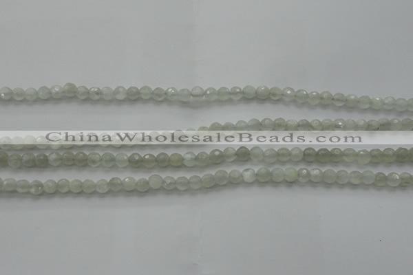 CMS1054 15.5 inches 4mm faceted round grey moonstone beads wholesale