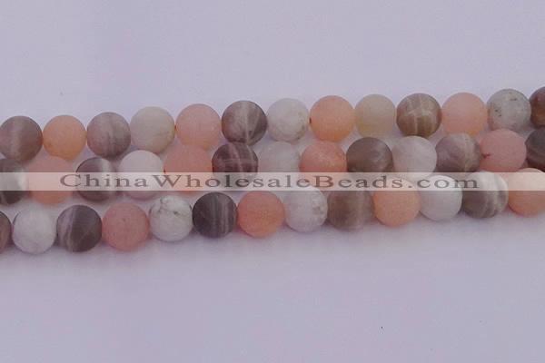 CMS1163 15.5 inches 12mm round matte rainbow moonstone beads