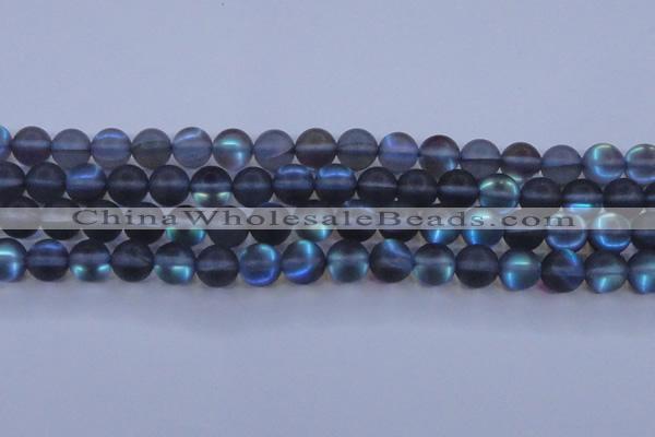 CMS1519 15.5 inches 12mm round matte synthetic moonstone beads