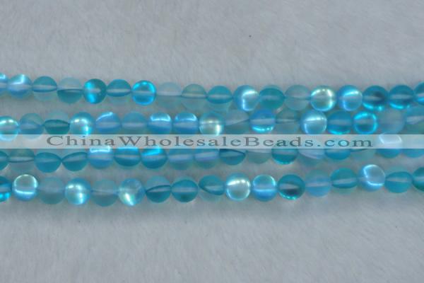 CMS1558 15.5 inches 10mm round matte synthetic moonstone beads