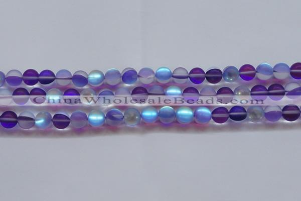 CMS1578 15.5 inches 10mm round matte synthetic moonstone beads