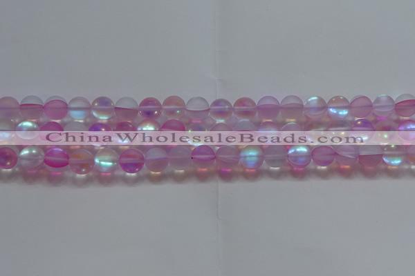 CMS1597 15.5 inches 8mm round matte synthetic moonstone beads