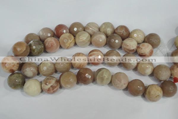 CMS577 15.5 inches 20mm faceted round moonstone beads wholesale