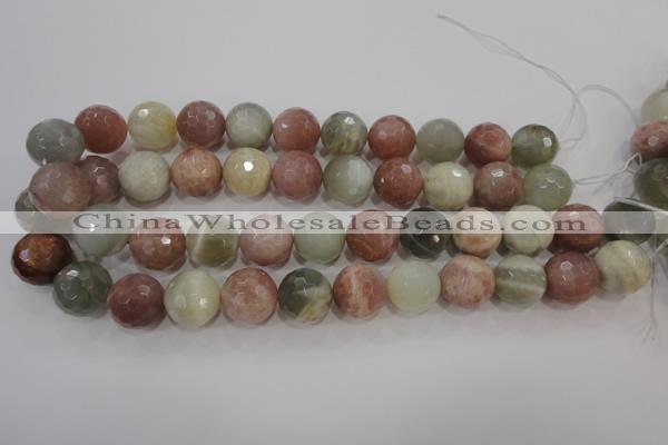 CMS875 15.5 inches 16mm faceted round moonstone gemstone beads