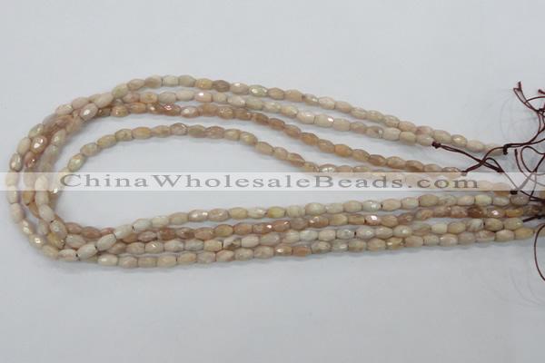 CMS99 15.5 inches 5*7mm faceted rice moonstone gemstone beads