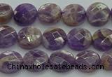 CNA1044 15.5 inches 10mm faceted coin dogtooth amethyst beads