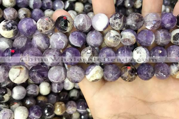 CNA1090 15.5 inches 12mm faceted round dogtooth amethyst beads