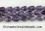 CNA1181 15.5 inches 15*20mm faceted teardrop amethyst beads