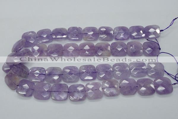 CNA341 15.5 inches 20*20mm faceted square natural lavender amethyst beads