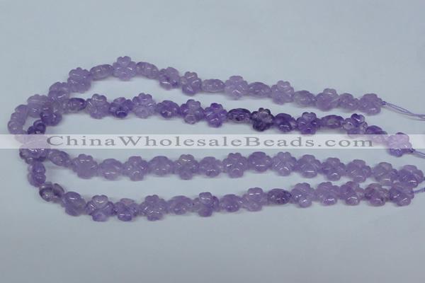 CNA434 15.5 inches 12mm carved flower natural lavender amethyst beads