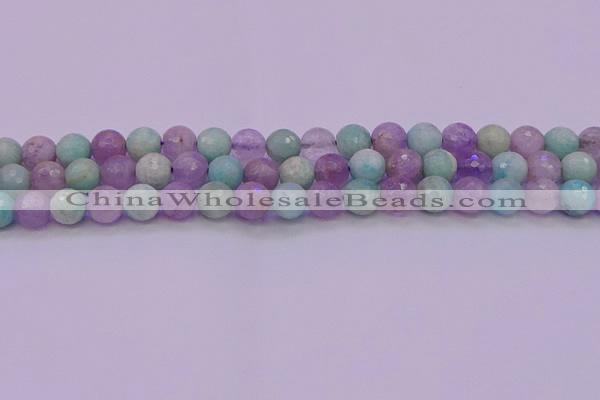 CNA683 15.5 inches 10mm faceted round lavender amethyst & amazonite beads