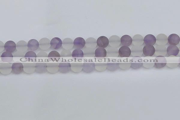 CNA739 15.5 inches 12mm round matte amethyst & white crystal beads