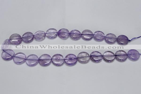 CNA823 15.5 inches 16mm flat round natural light amethyst beads